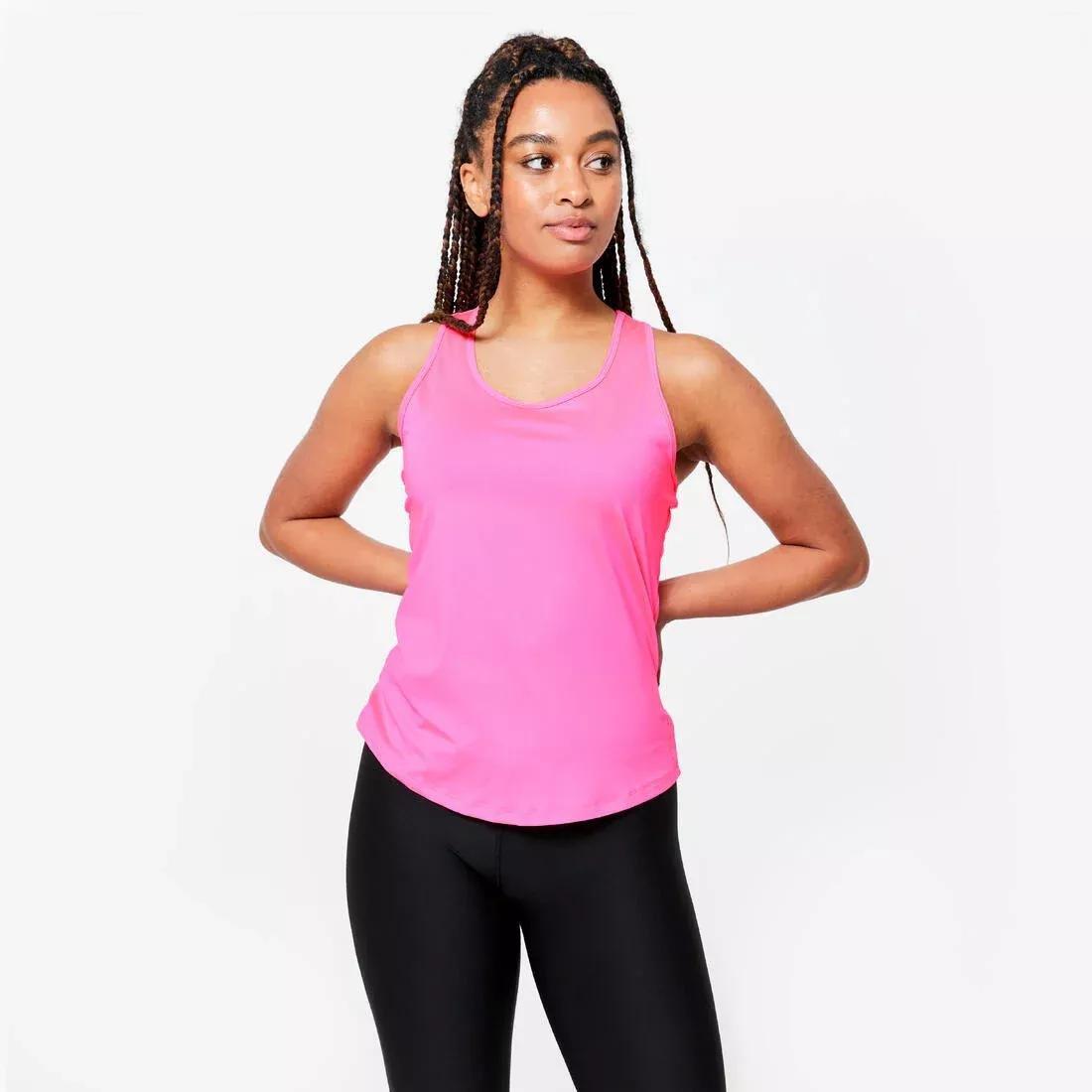 Women Cardio Fitness Muscle Back Tank Top, Pink, , large image number 1