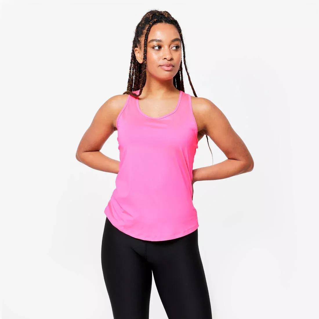 DOMYOS - Women Cardio Fitness Muscle Back Tank Top, Pink