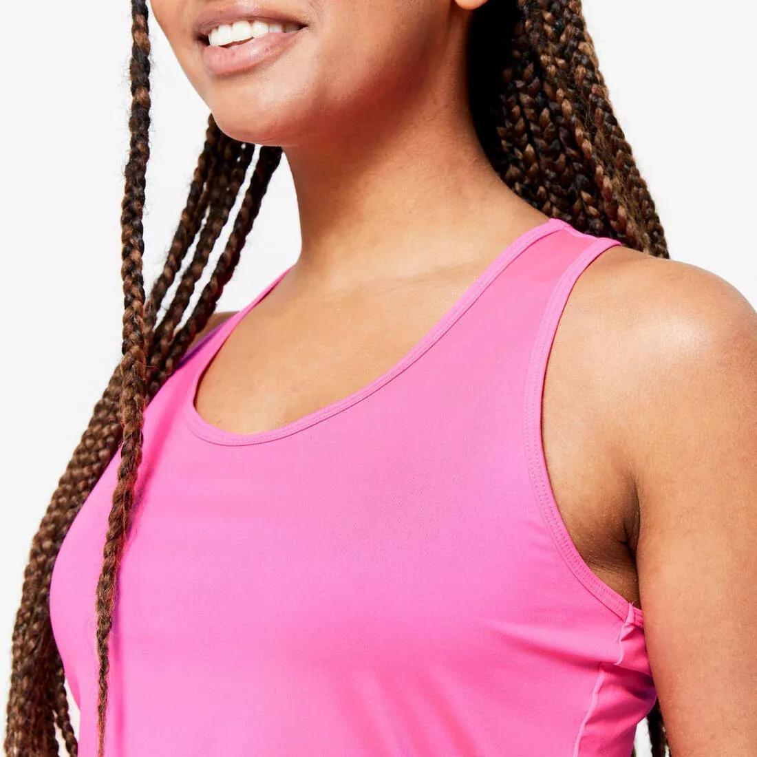 DOMYOS - Women Cardio Fitness Muscle Back Tank Top, Pink