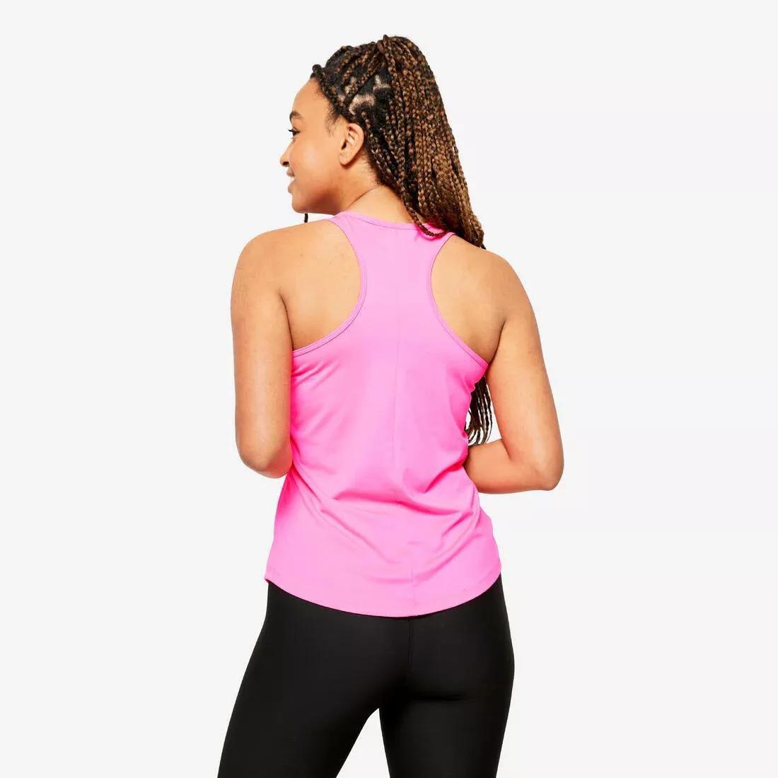 DOMYOS - Women Cardio Fitness Muscle Back Tank Top, Pink