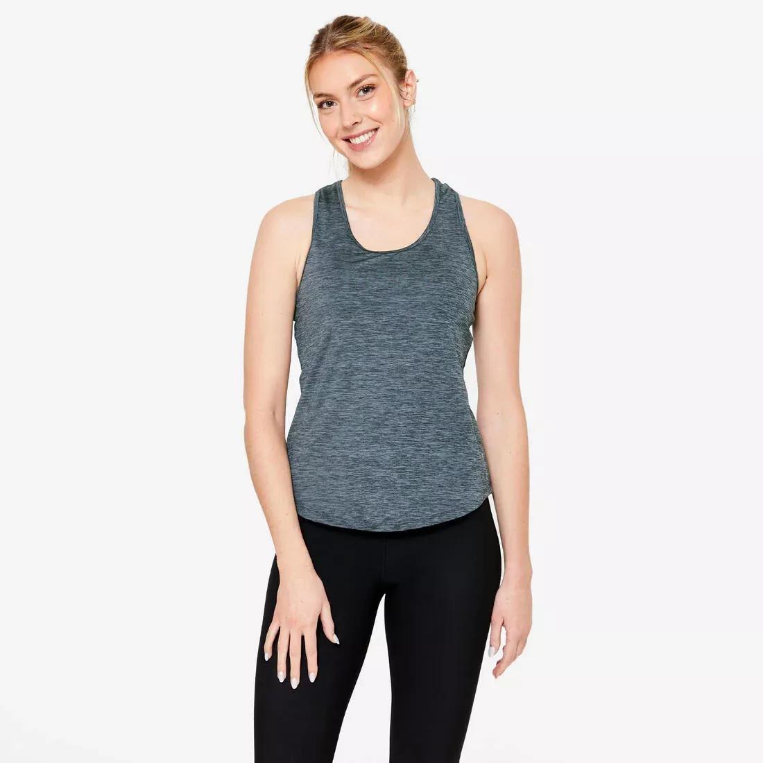 Women Cardio Fitness Muscle Back Tank Top My Top, Grey, , large image number 1