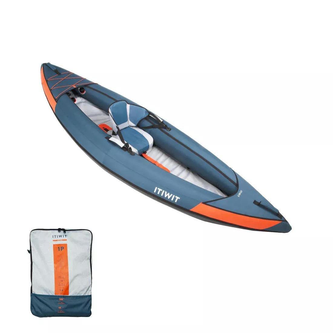 Inflatable 1 Person Kayak, Blue, No Color, large image number 0