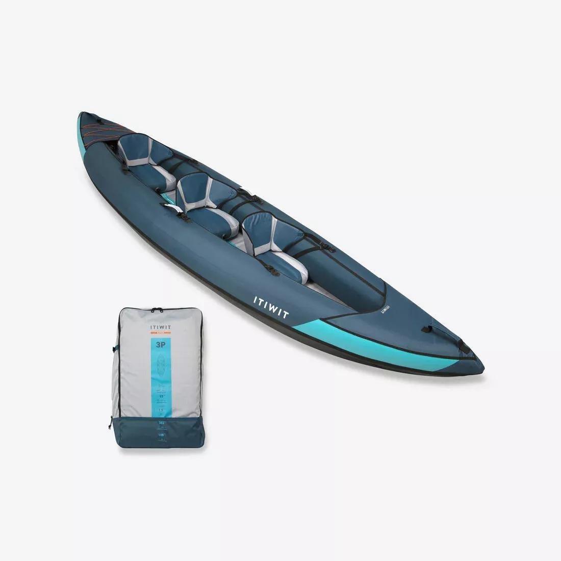 Inflatable Touring Kayak 2-3-Person, Blue, No Color, large image number 0