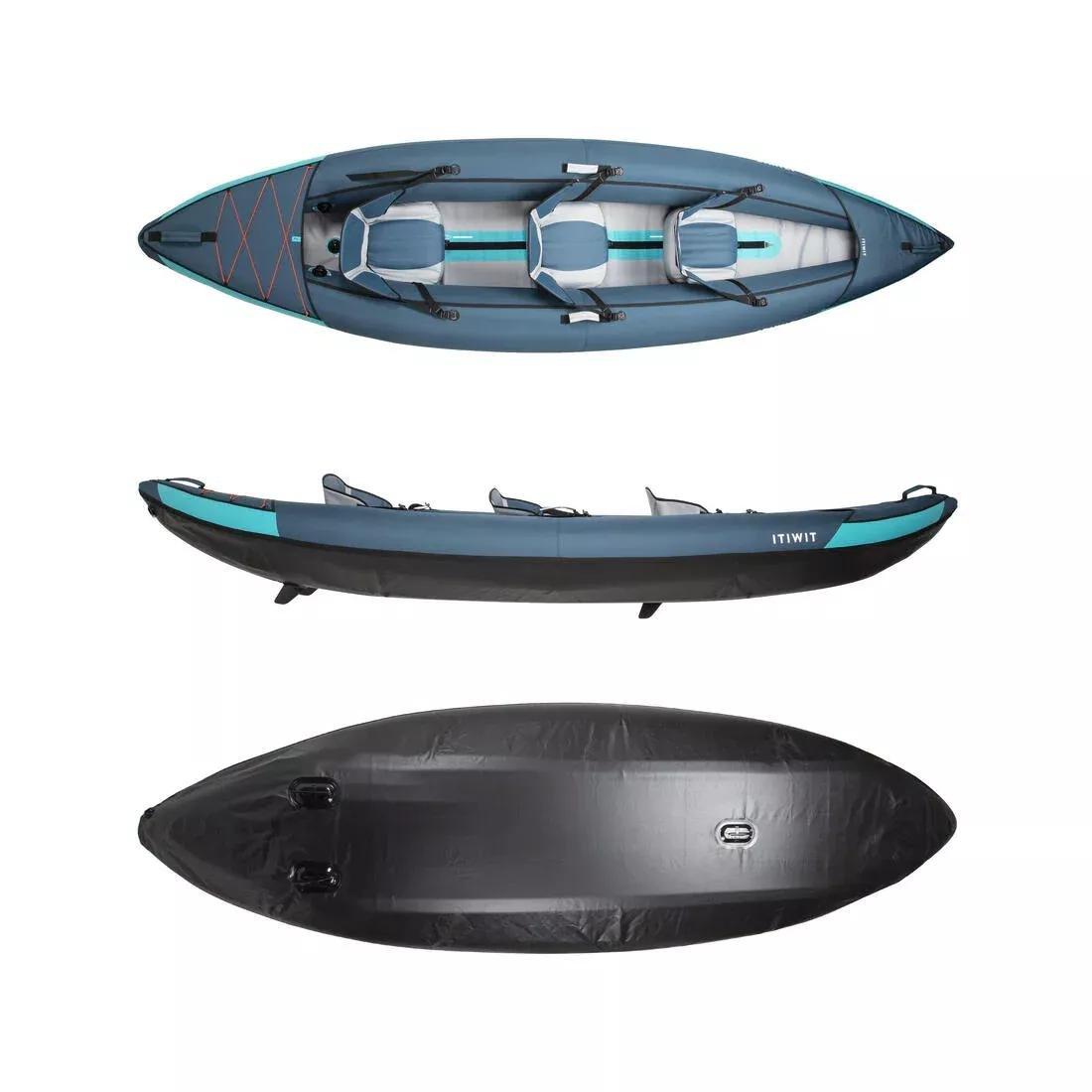 Inflatable Touring Kayak 2-3-Person, Blue, No Color, large image number 2