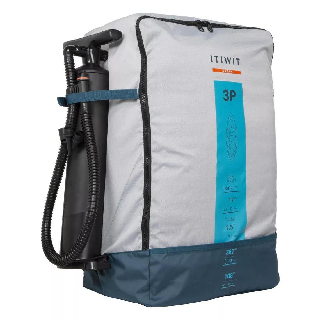 Inflatable Touring Kayak 2-3-Person, Blue, No Color, large image number 8