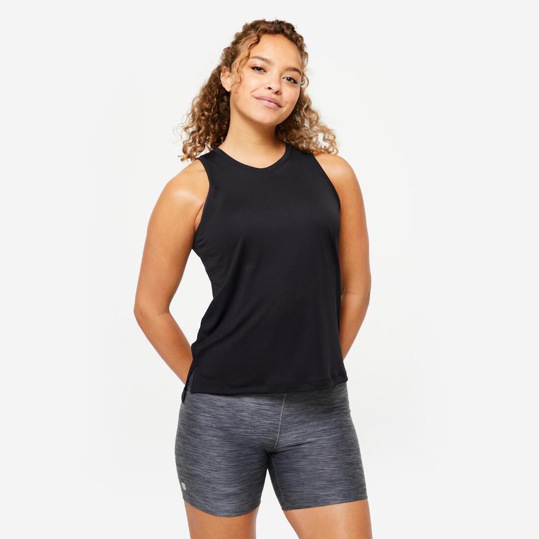 Women Straight Cut Cardio Fitness Tank Top, Black, No Color, large image number 4