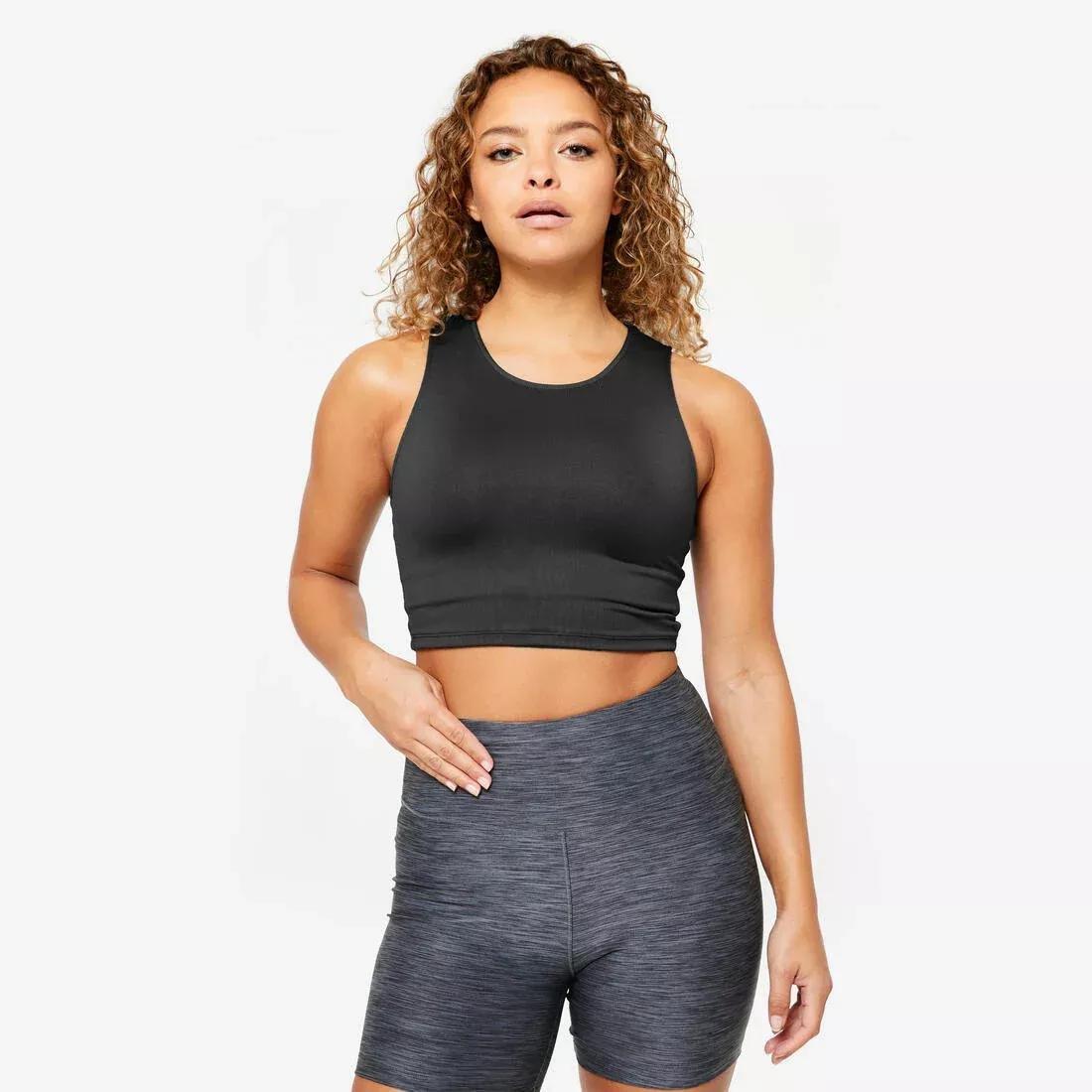 Women Cardio Fitness Cropped Tank Top, Black, , medium