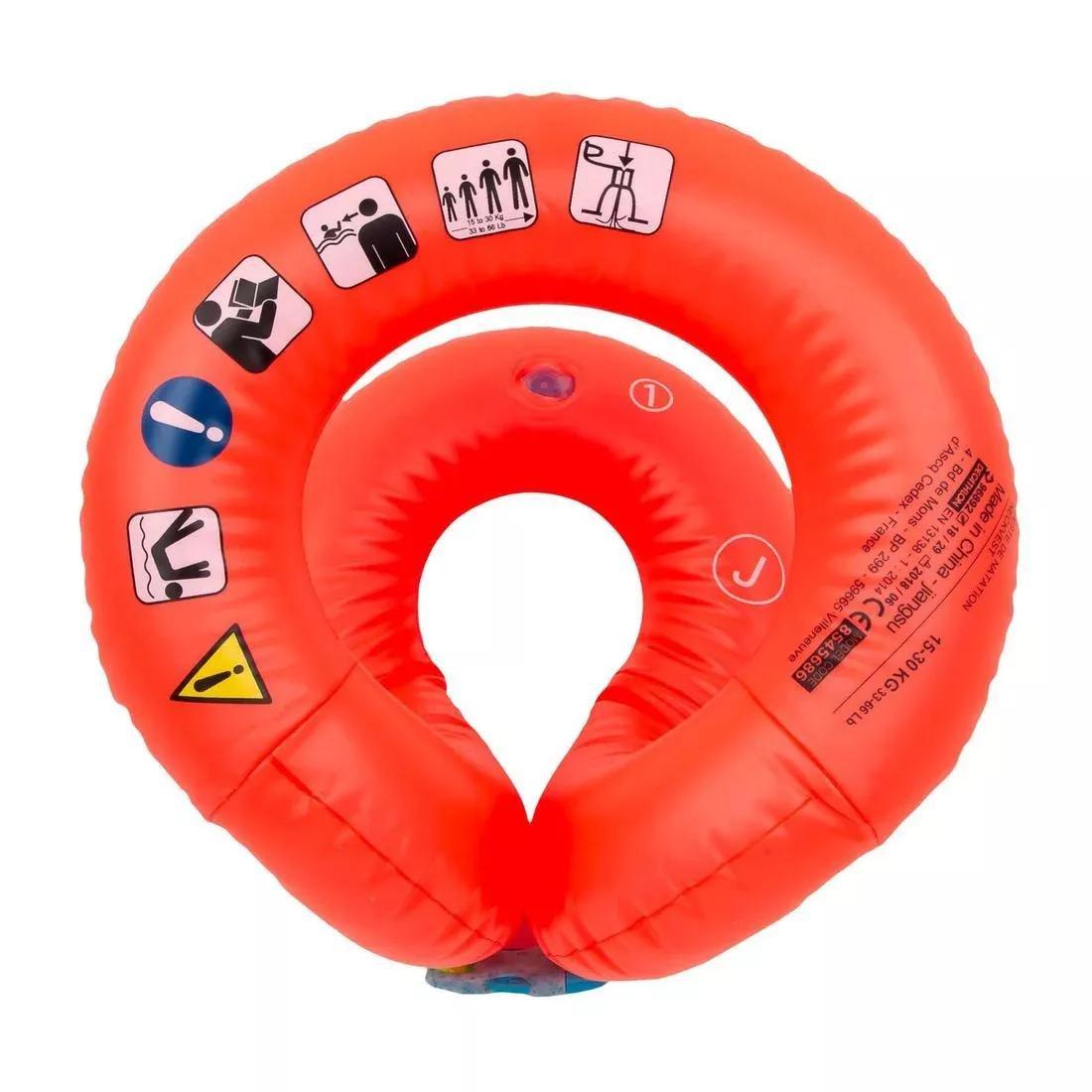 FLUO FLAME ORANGE Inflatable swimming vest for 19-30 kg - orange, No Color, large image number 5