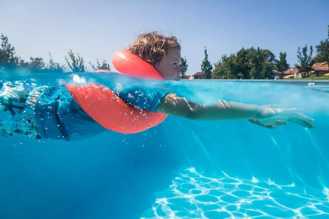 FLUO FLAME ORANGE Inflatable swimming vest for 19-30 kg - orange, No Color, large image number 11