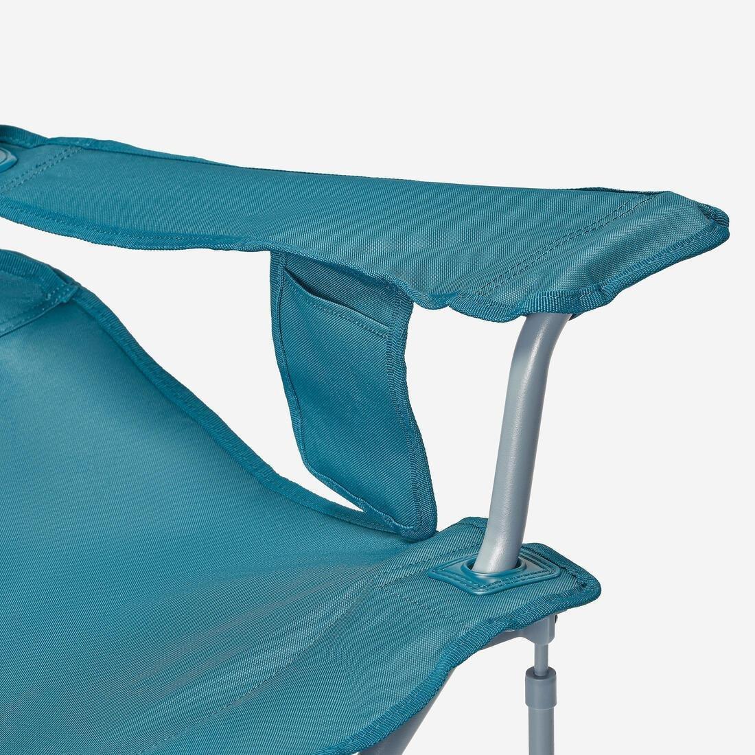 Extra-Wide, Comfortable Folding Camping Chair - With Armrests, Blue, No Color, large image number 6