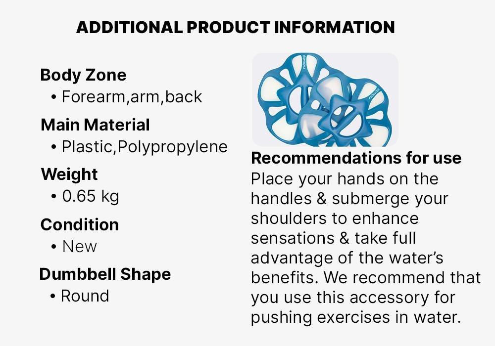 Pair Of Aquafit Pullpush Dumbbells Flower L, Blue, No Color, large image number 16