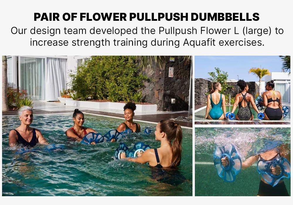 Pair Of Aquafit Pullpush Dumbbells Flower L, Blue, No Color, large image number 18
