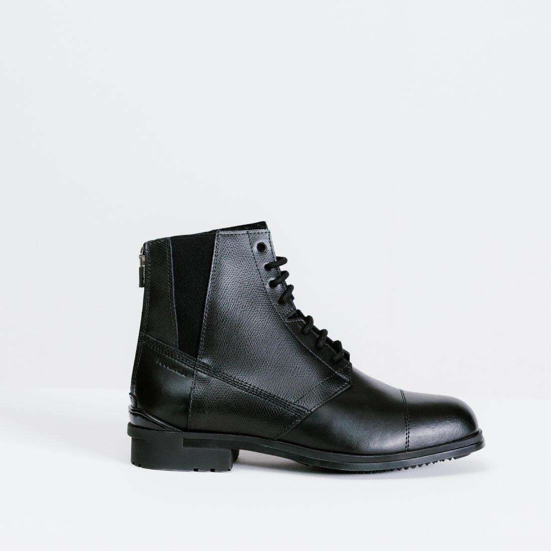 DEFAULT Women's Horse Riding Lace-Up Leather Jodhpur Boots 500 - Black, , large image number 2