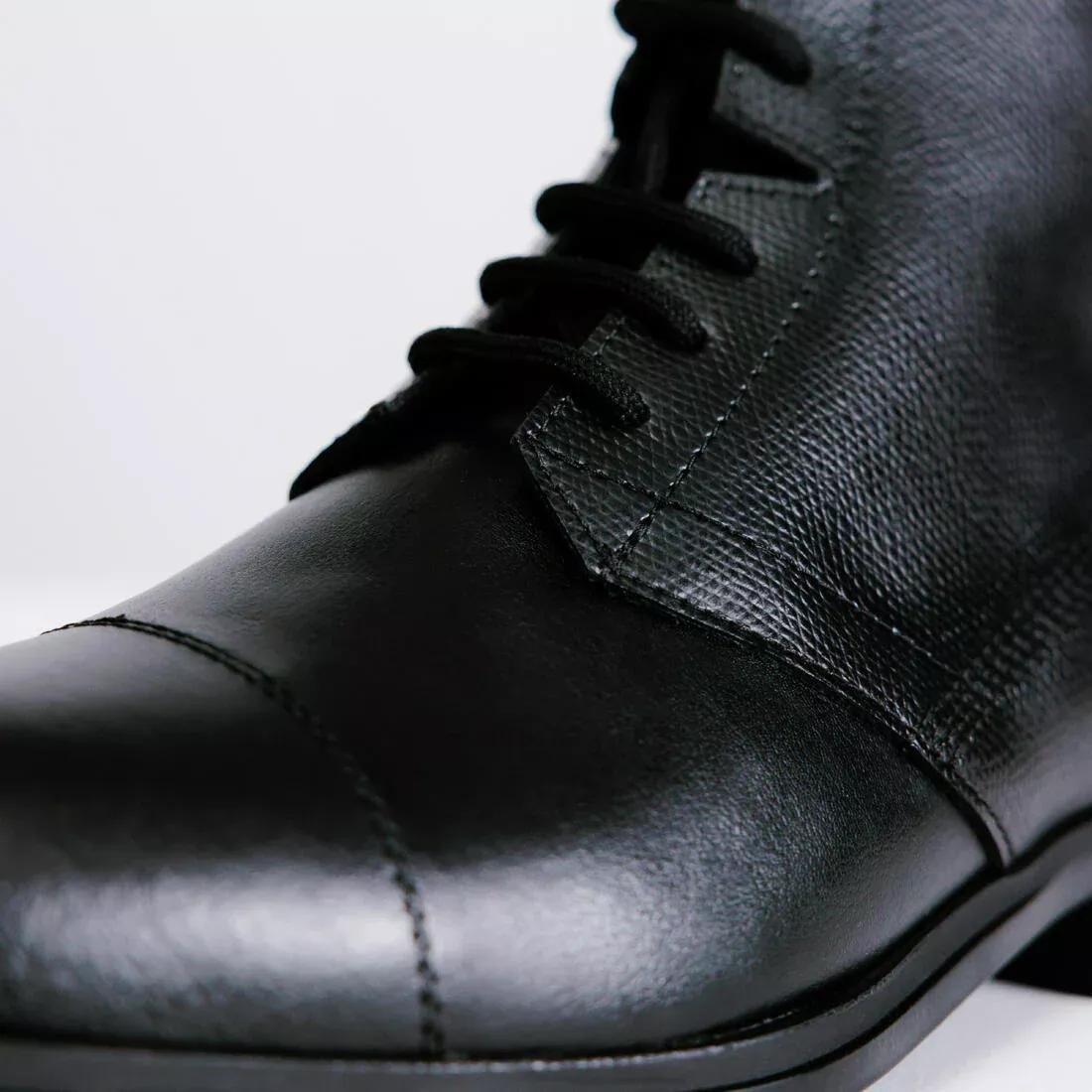 DEFAULT Women's Horse Riding Lace-Up Leather Jodhpur Boots 500 - Black, , large image number 3
