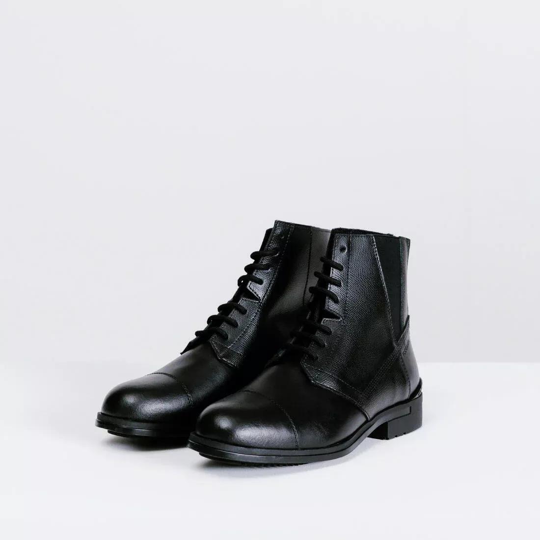 DEFAULT Women's Horse Riding Lace-Up Leather Jodhpur Boots 500 - Black, , large image number 6