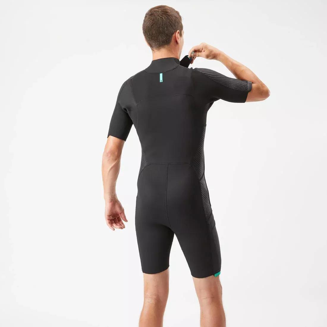 Men 2 mm Neoprene Shorty Wetsuit With Diagonal Front Zip Easy, Black, No Color, large image number 3
