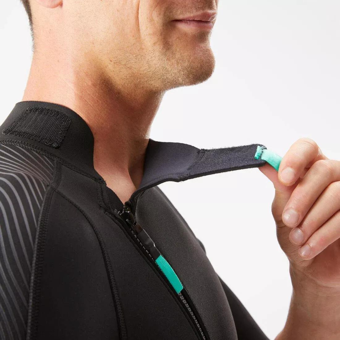 Men 2 mm Neoprene Shorty Wetsuit With Diagonal Front Zip Easy, Black, No Color, large image number 4