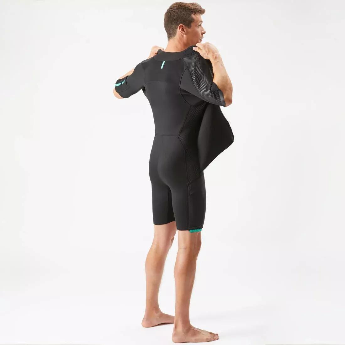 Men 2 mm Neoprene Shorty Wetsuit With Diagonal Front Zip Easy, Black, No Color, large image number 6