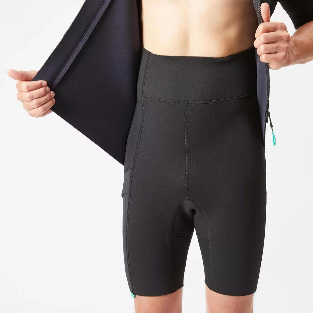 Men 2 mm Neoprene Shorty Wetsuit With Diagonal Front Zip Easy, Black, No Color, large image number 7