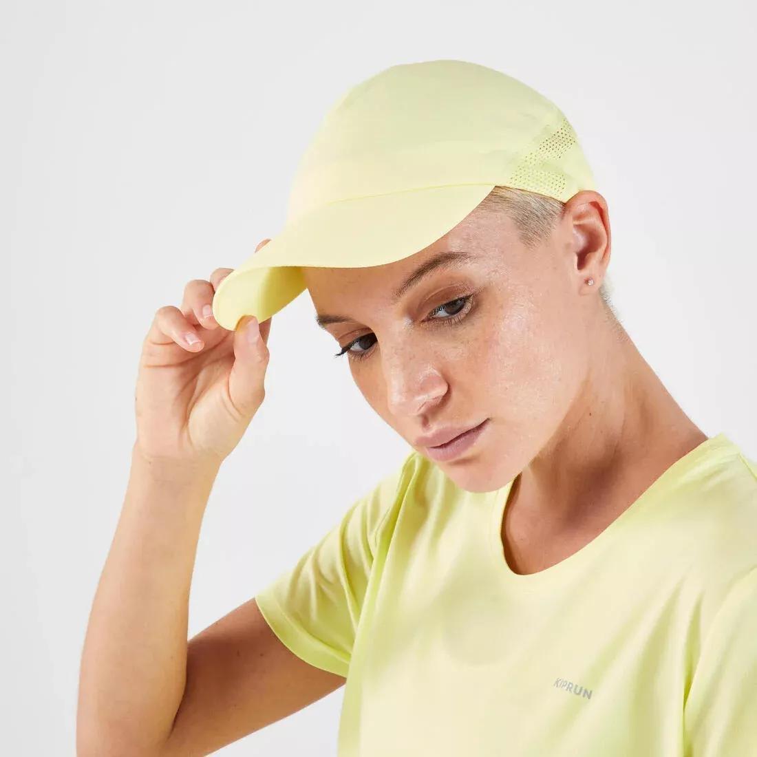 PALE YELLOW Men's Women's KIPRUN Adjustable Running Cap, No Color, large image number 4