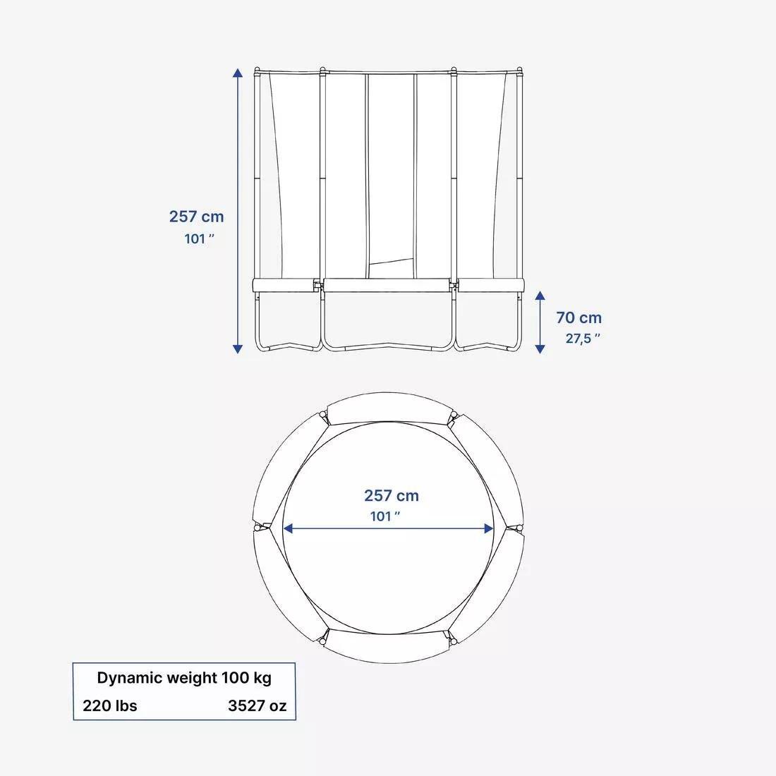 Trampoline 300 With Netting - Tool-Free Design, Grey, No Color, large image number 5
