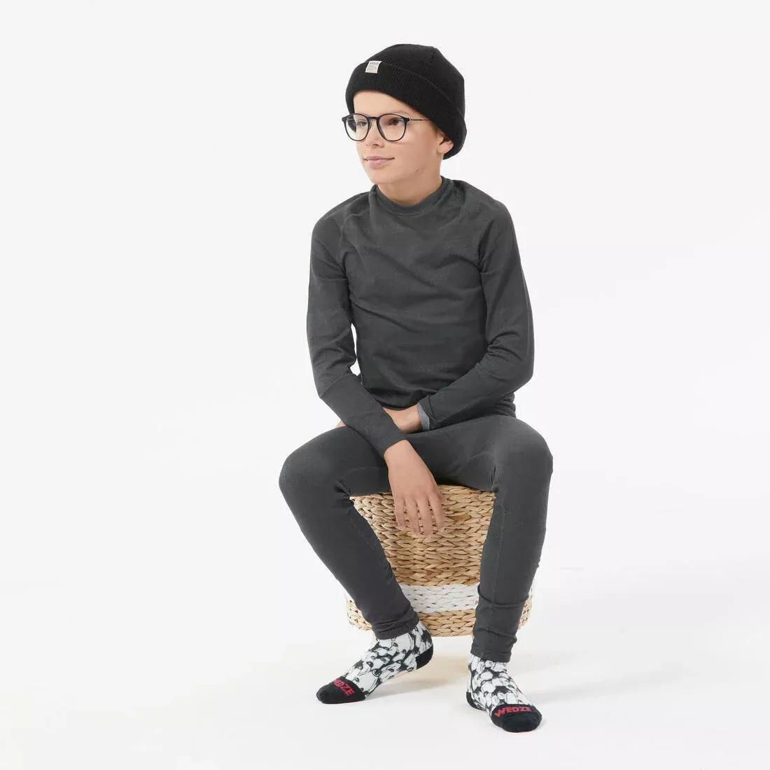 Kids Seamless Base Layer, Carbon Grey, , large image number 1