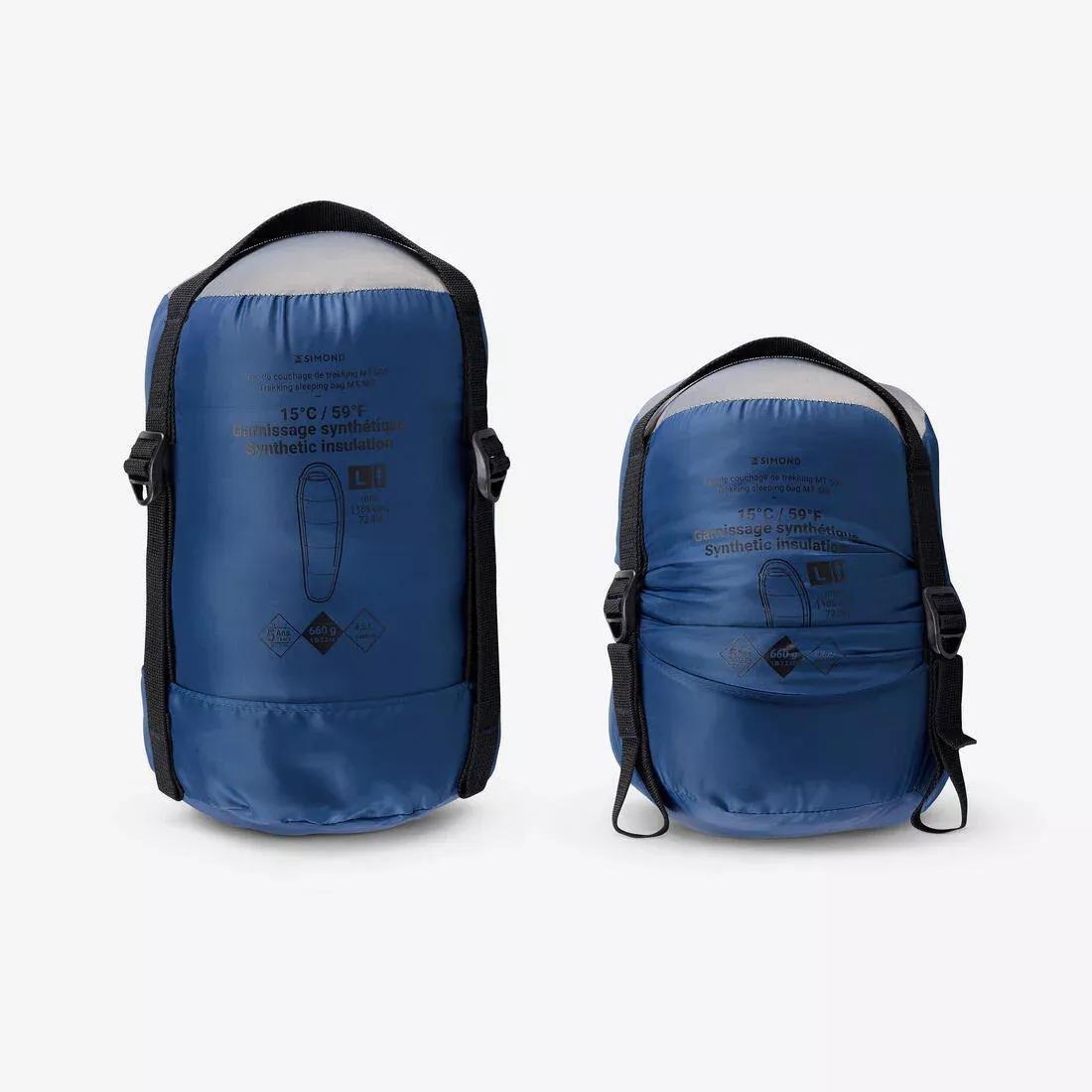 15C Trekking Sleeping Bag, Twinnable - MT500, Blue, No Color, large image number 3