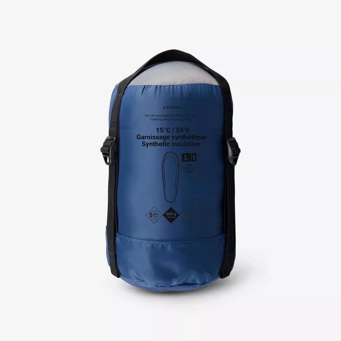 15C Trekking Sleeping Bag, Twinnable - MT500, Blue, No Color, large image number 7