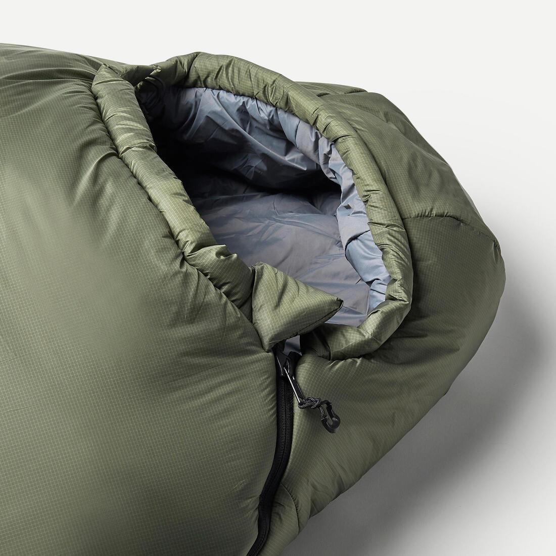 Trekking Sleeping Bag - Mt500 0C Synthetic, Green, No Color, large image number 3