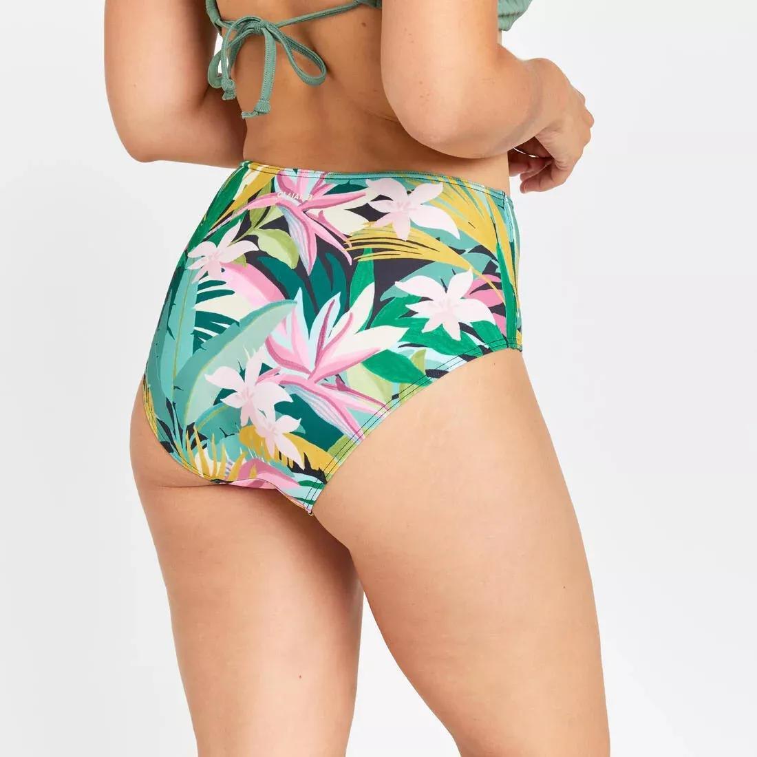 Women's high-waisted briefs swimsuit bottoms - Romi tropical, , large image number 2