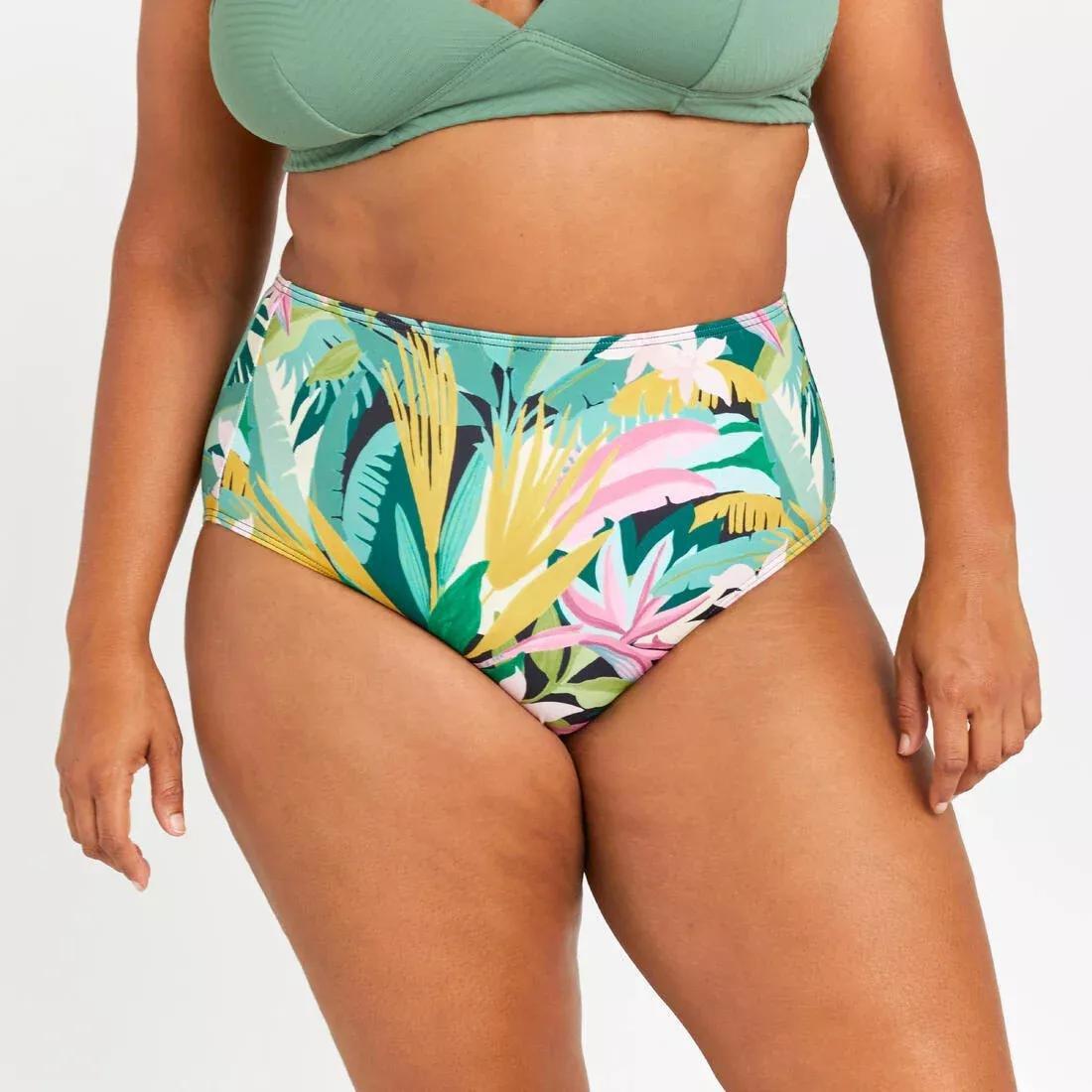 Women's high-waisted briefs swimsuit bottoms - Romi tropical, , large image number 3