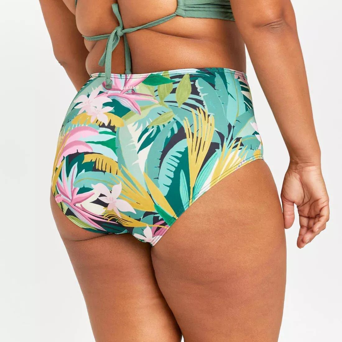 Women's high-waisted briefs swimsuit bottoms - Romi tropical, , large image number 4