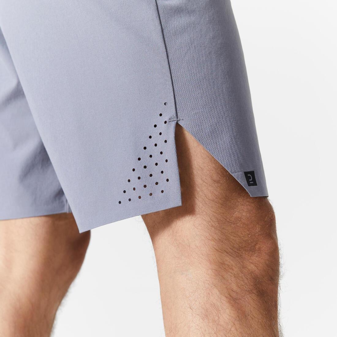 DOMYOS - Men Breathable Performance Fitness Shorts With Zipped Pockets, Grey