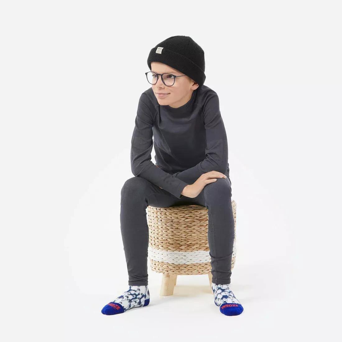 Kids Seamless Thermal Base Layer Trousers, Grey, 5401_000, large image number 0