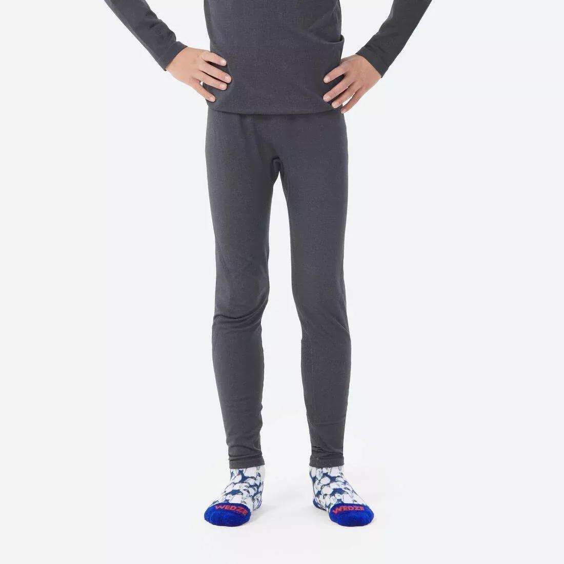 Kids Seamless Thermal Base Layer Trousers, Grey, 5401_000, large image number 1