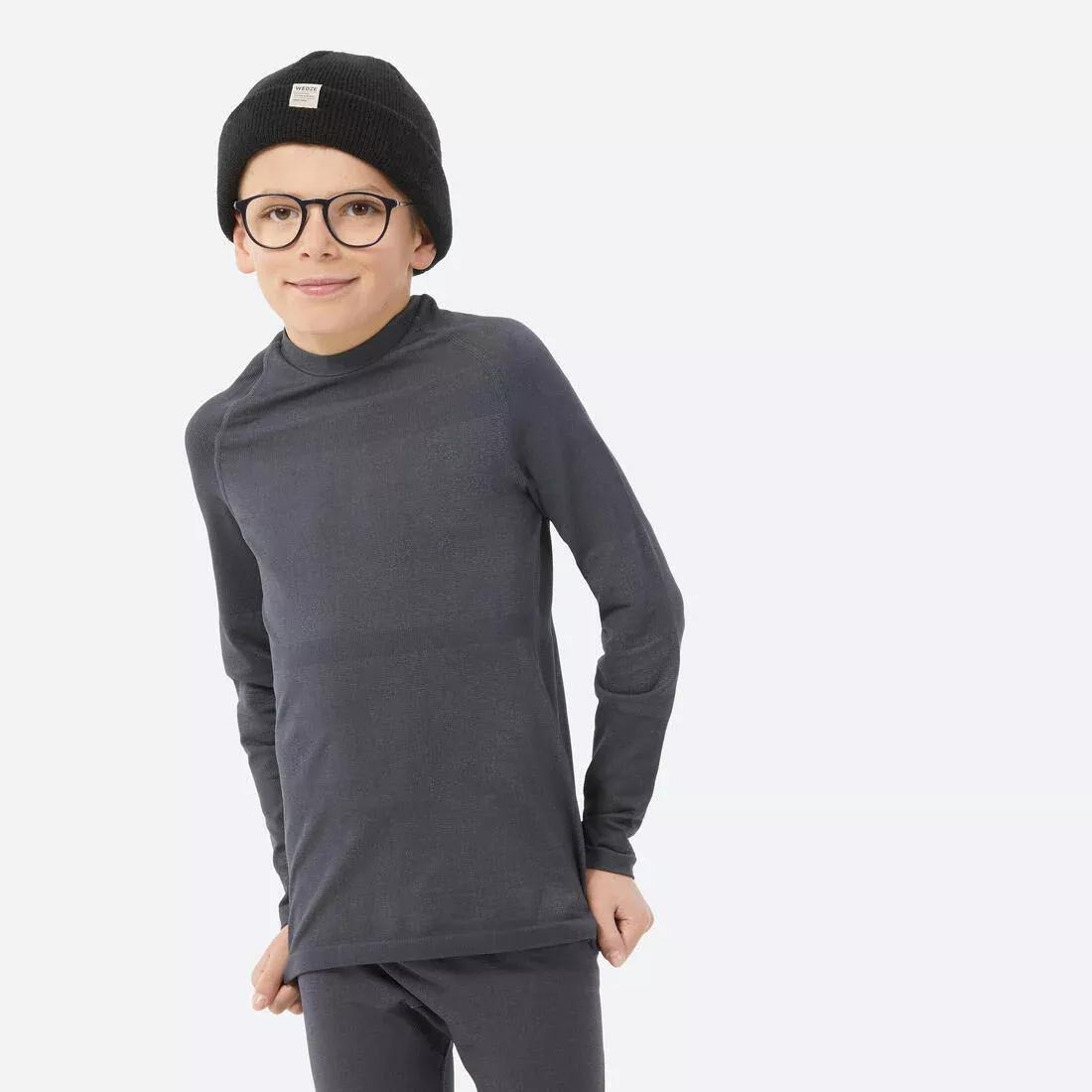 Kids Seamless Thermal Base Layer Trousers, Grey, , large image number 2