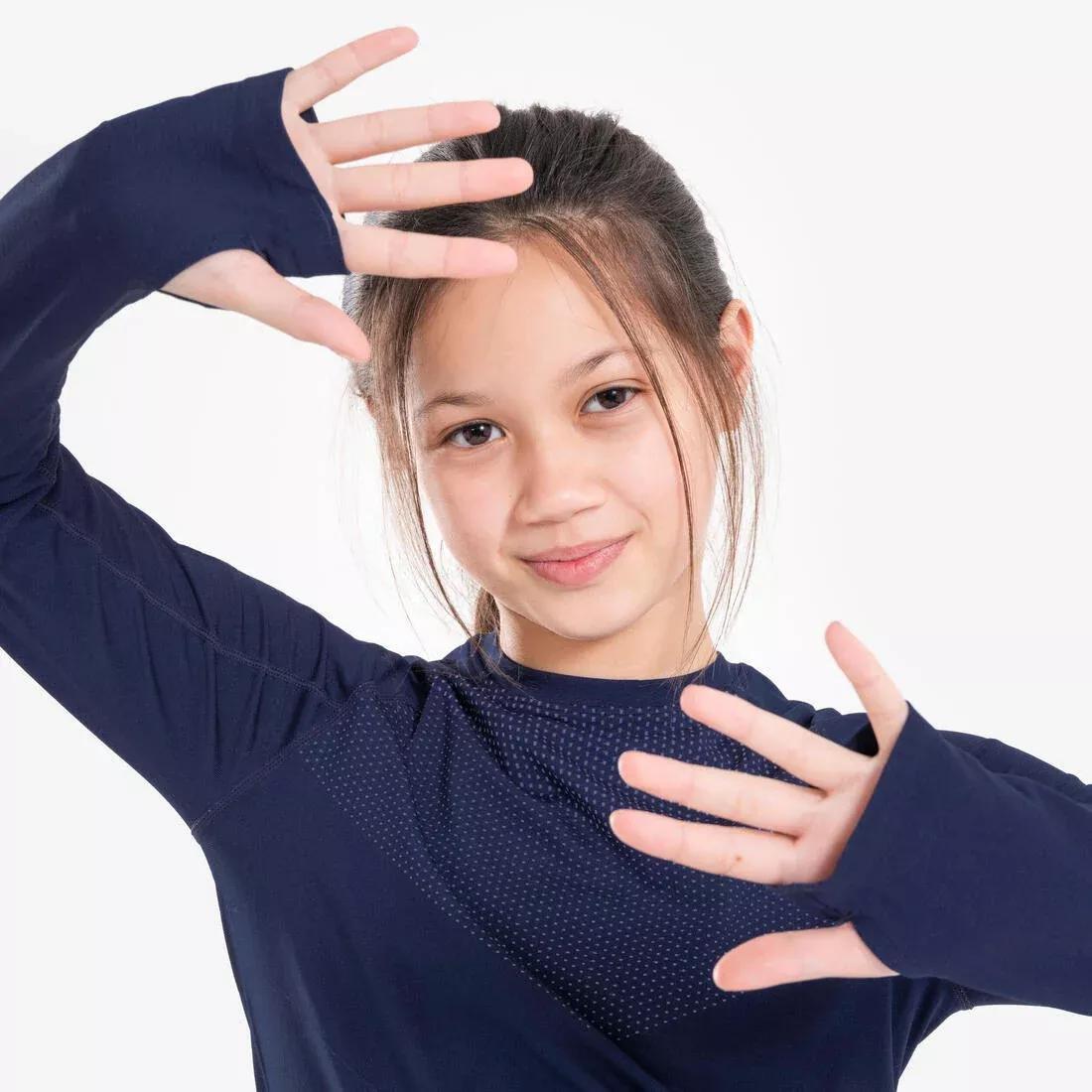 Kids Unisex KIPRUN SKINCARE long-sleeved running T-shirt, Blue, No Color, large image number 3