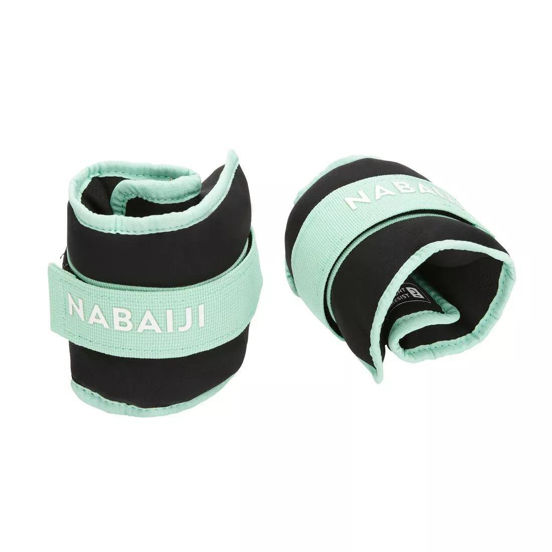 NABAIJI - Aquafitness Weighted Wristbands With Buckle Light Green. 2X0.5 Kg, Green