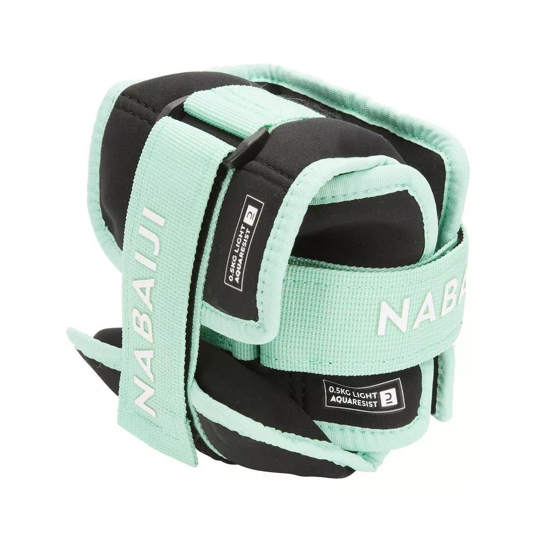 NABAIJI - Aquafitness Weighted Wristbands With Buckle Light Green. 2X0.5 Kg, Green