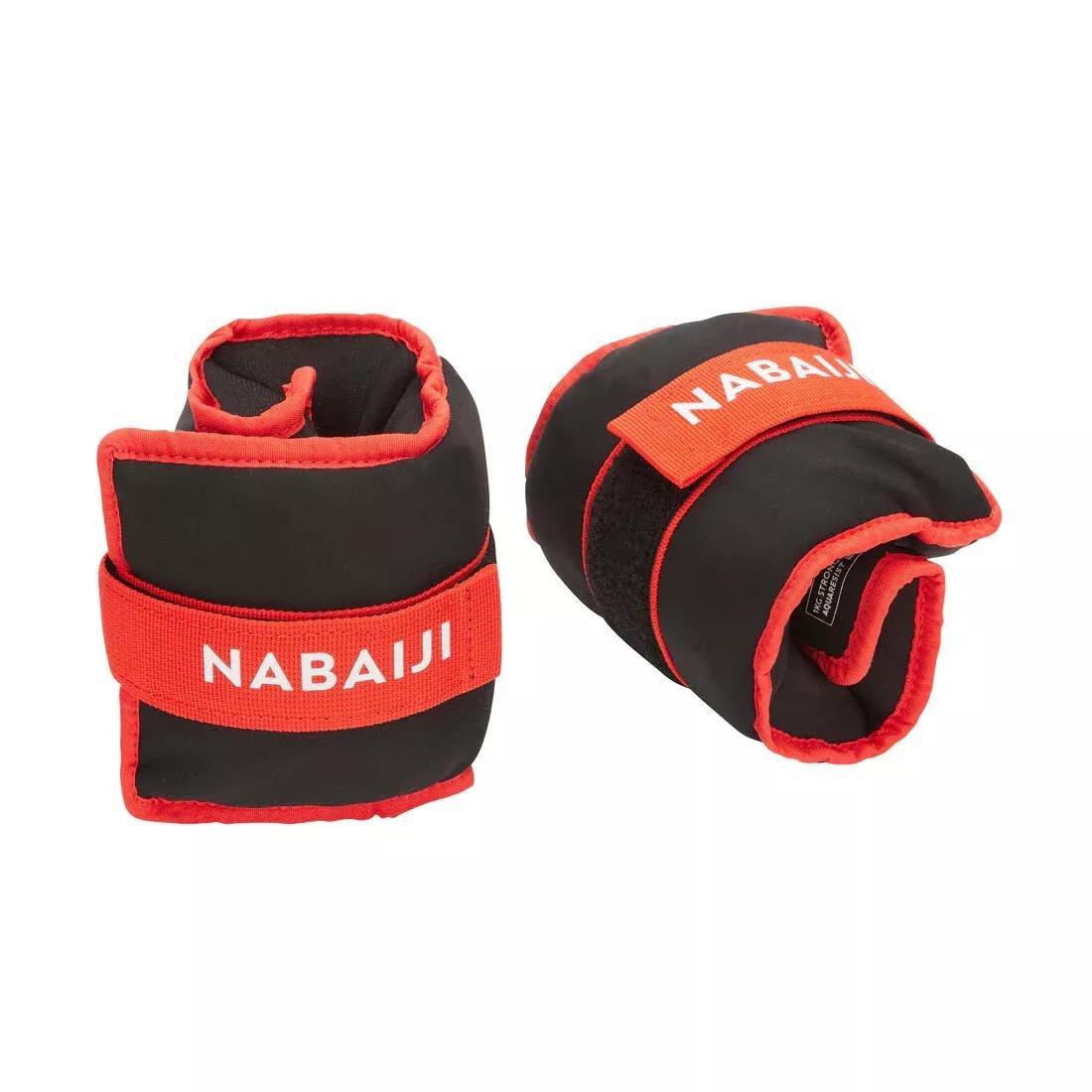 NABAIJI - Aqua Fitness Weighted Wristbands - 2X1 Kg, Red