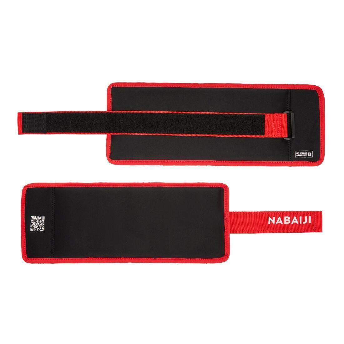NABAIJI - Aqua Fitness Weighted Wristbands - 2X1 Kg, Red