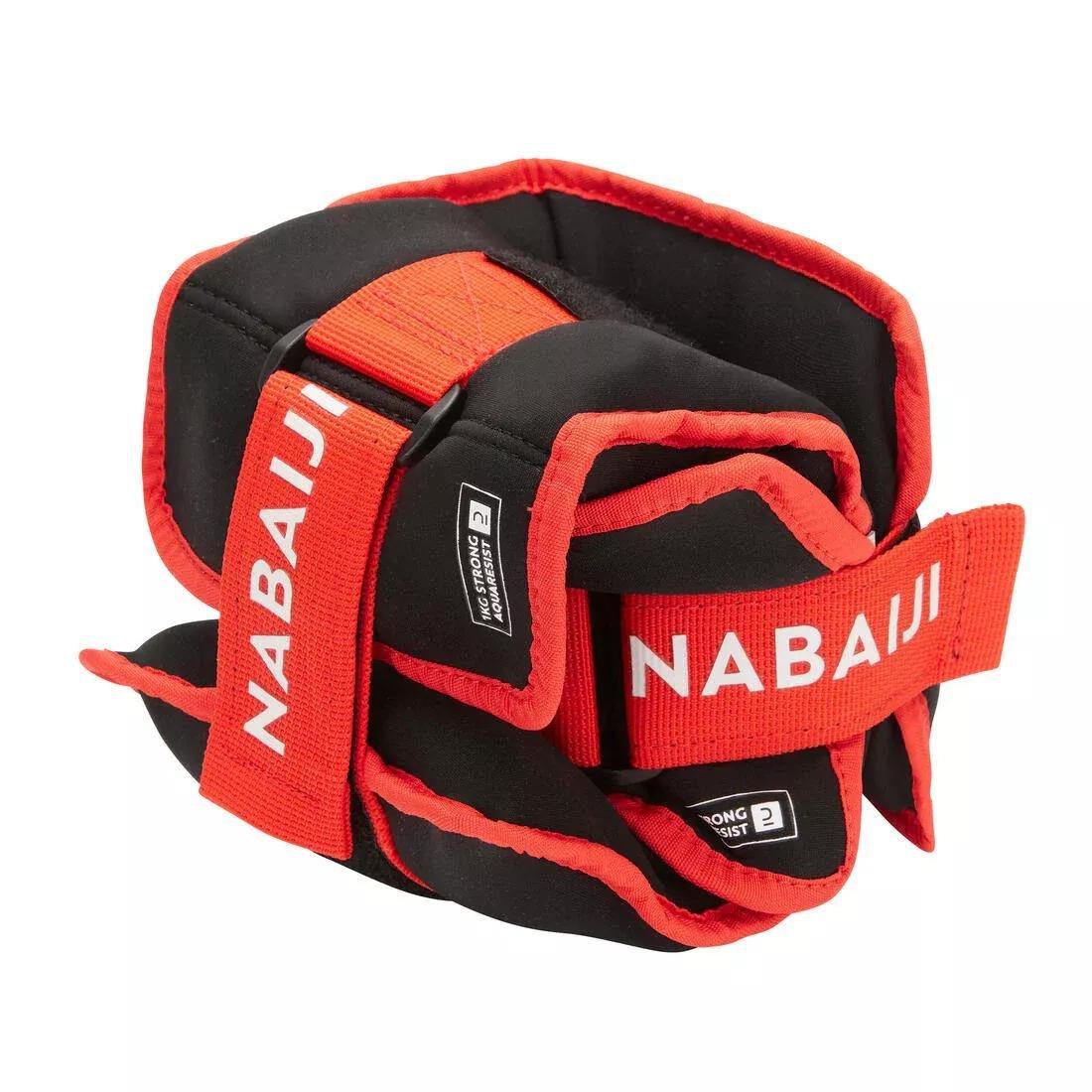 NABAIJI - Aqua Fitness Weighted Wristbands - 2X1 Kg, Red