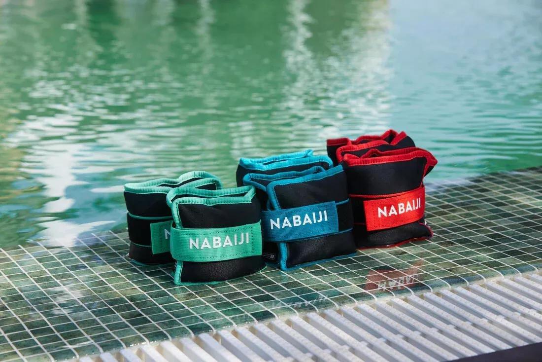 NABAIJI - Aqua Fitness Weighted Wristbands - 2X1 Kg, Red