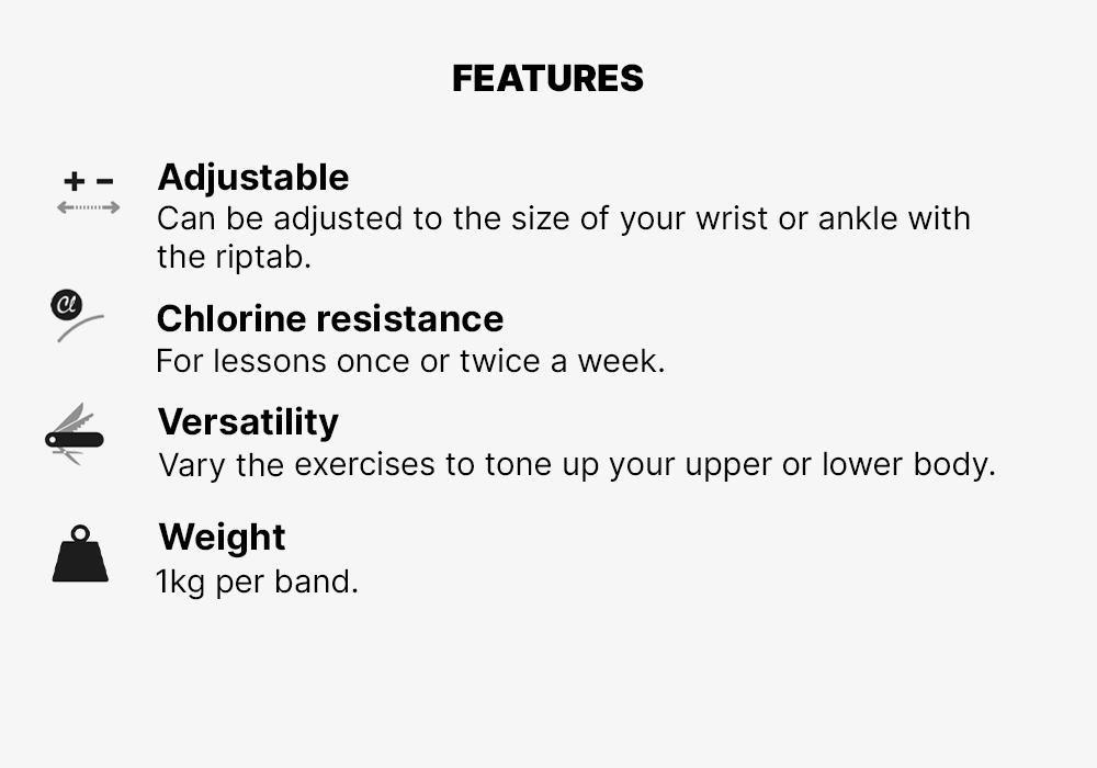 Aqua Fitness Weighted Wristbands With Buckle - 2X1 Kg, Red, No Color, large image number 13