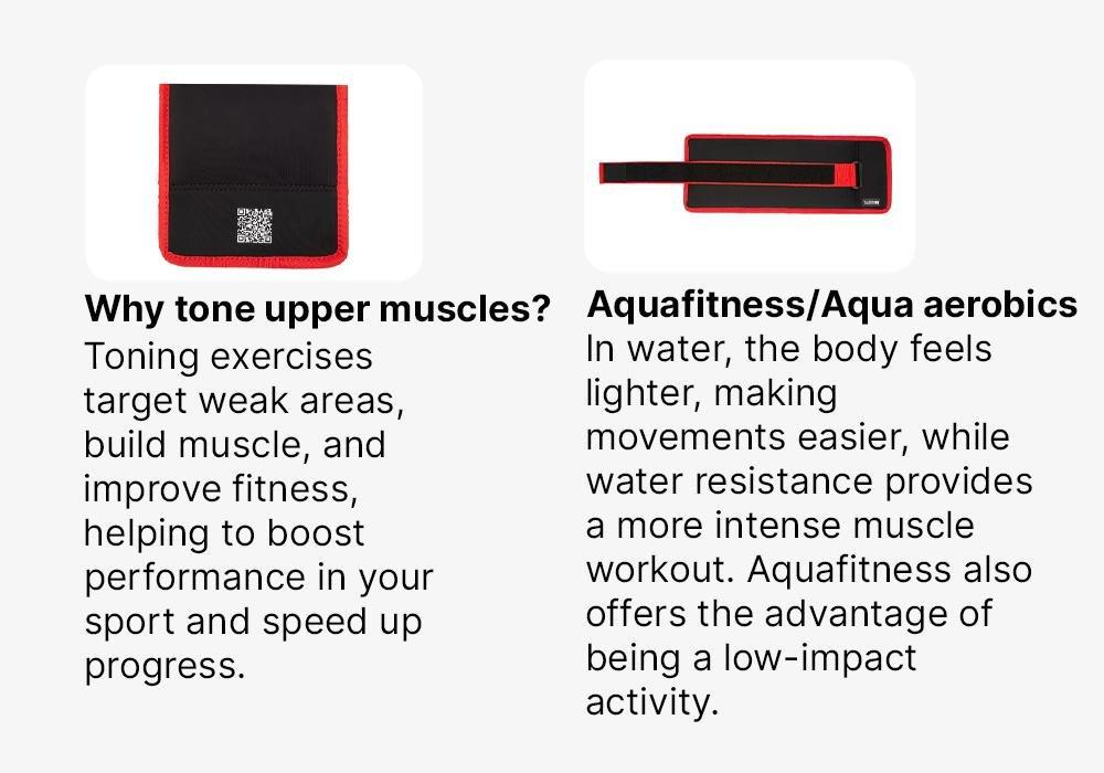 Aqua Fitness Weighted Wristbands With Buckle - 2X1 Kg, Red, No Color, large image number 15