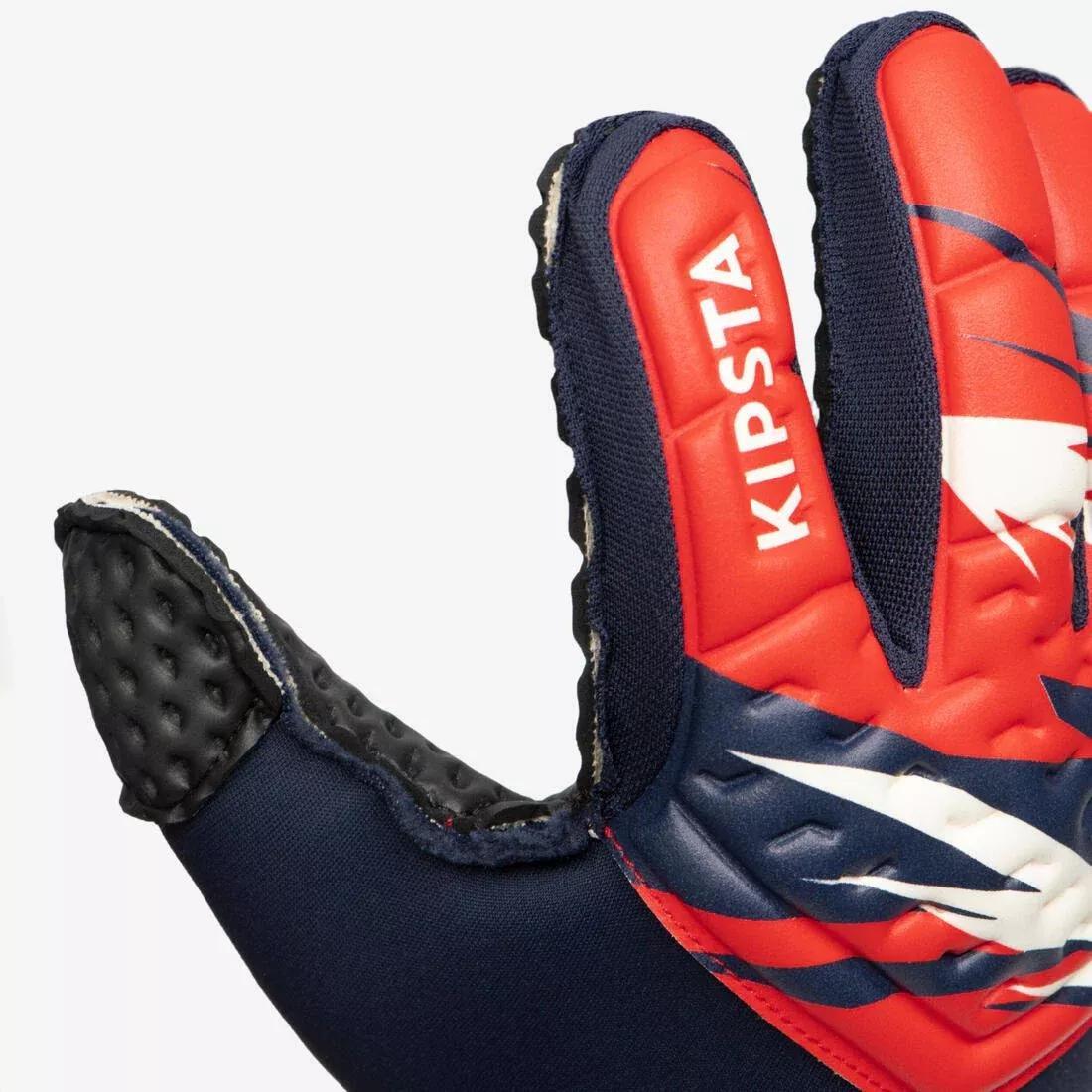 FLUO ELECTRIC RED Kids' Football Goalkeeper Gloves F100 Superesist - Red/Blue, , large image number 1
