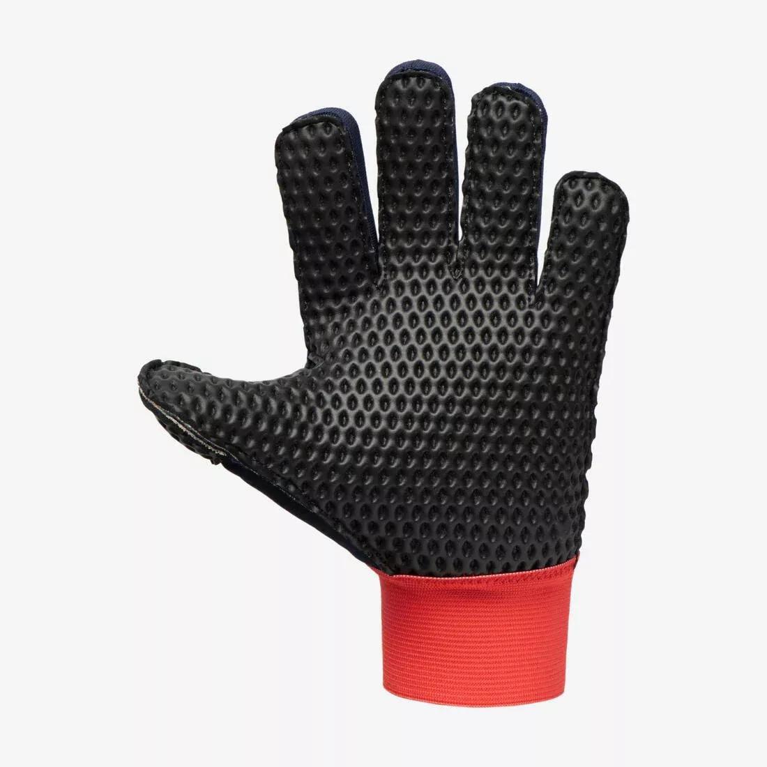 FLUO ELECTRIC RED Kids' Football Goalkeeper Gloves F100 Superesist - Red/Blue, , large image number 3