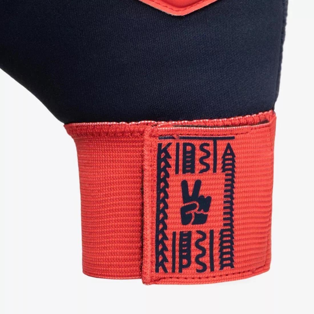 FLUO ELECTRIC RED Kids' Football Goalkeeper Gloves F100 Superesist - Red/Blue, , large image number 5