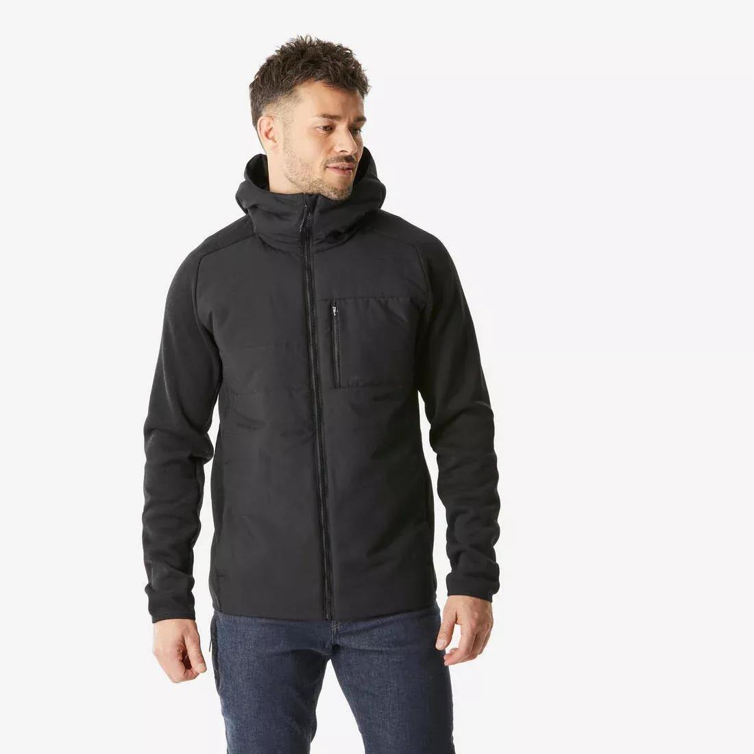 BLACK Men's hiking sweatshirt NH500 hybrid, , large image number 0