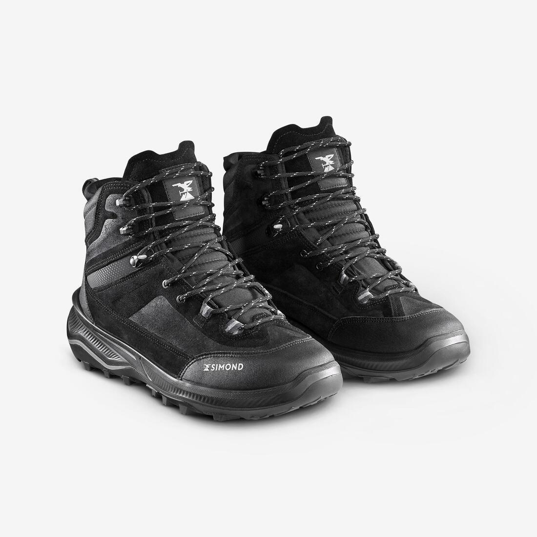 Men Leather High Trekking Shoes - MT100, Black, No Color, large image number 2
